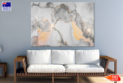 Orange Gray & Gold Abstract Design Print 100% Australian Made