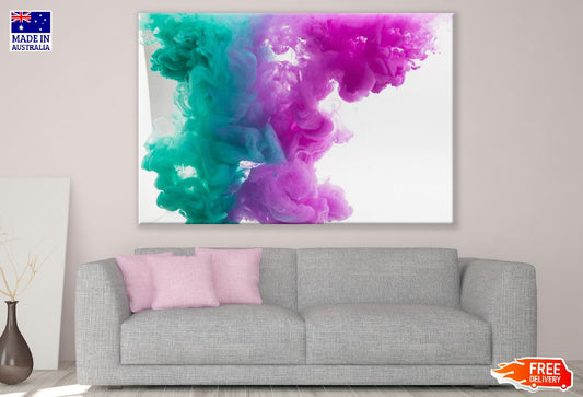 Green Blue & Pink Smoke Abstract Design Print 100% Australian Made