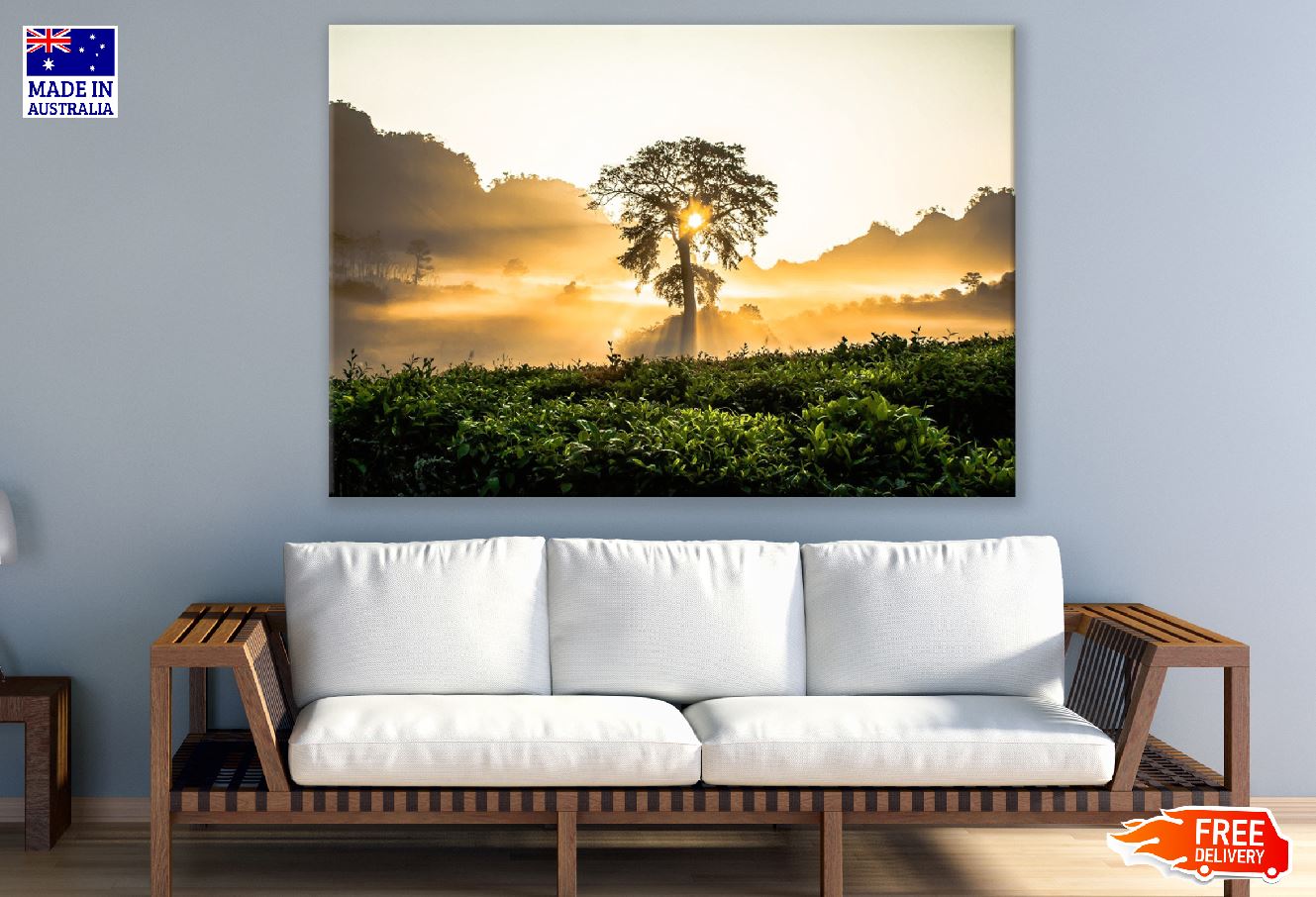 Tree Over Mountain Sunset Photograph Print 100% Australian Made