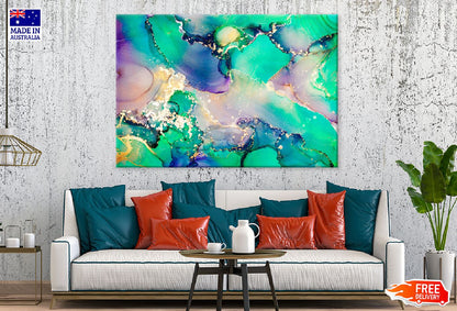 Green Blue & Gold Abstract Design Print 100% Australian Made