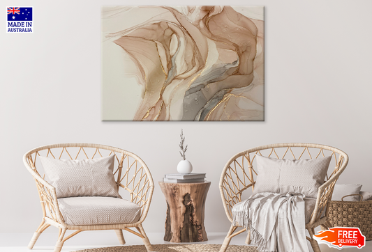 Brown Gray & Gold Abstract Design Print 100% Australian Made