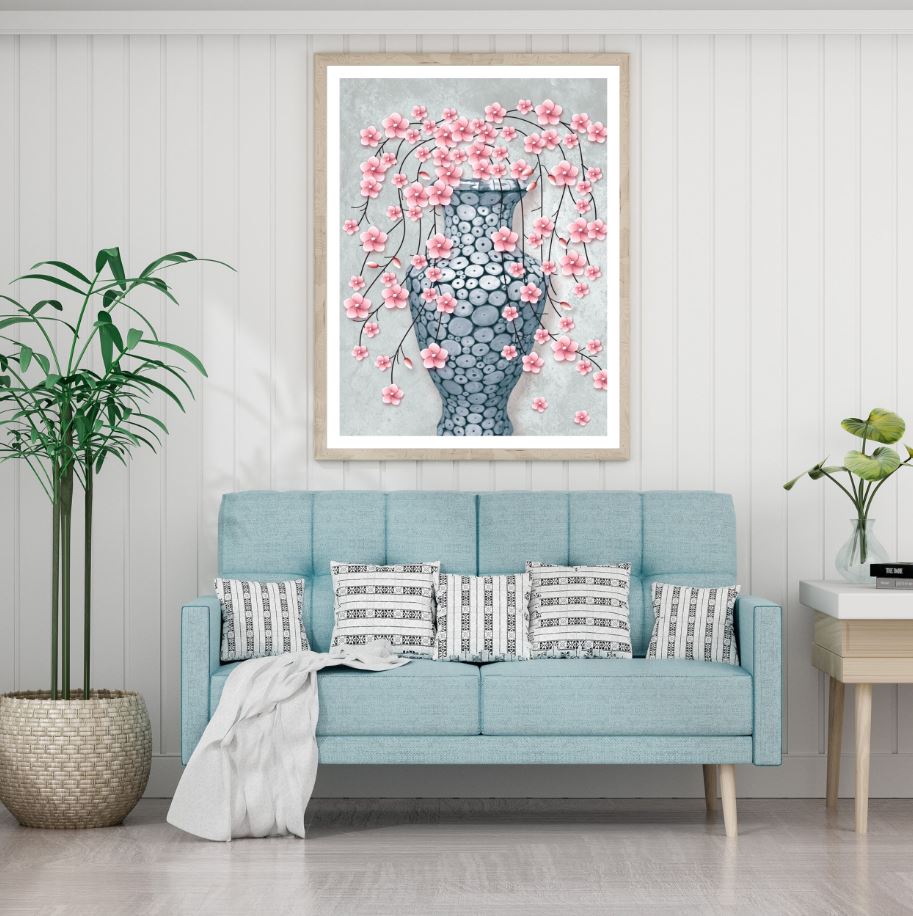 Pink Flower Vase 3D Design Home Decor Premium Quality Poster Print Choose Your Sizes