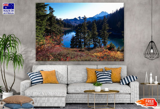 Forest & Lake Landscape Snow Mountains Photograph Print 100% Australian Made