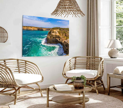 Bella Home Sea Coastal Blue Sky Aerial View Print Canvas Ready to hang