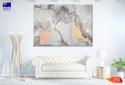 Orange Gray & Gold Abstract Design Print 100% Australian Made
