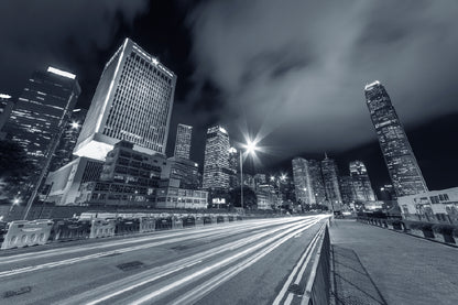 Hong Kong City Traffic B&W View Photograph Print 100% Australian Made