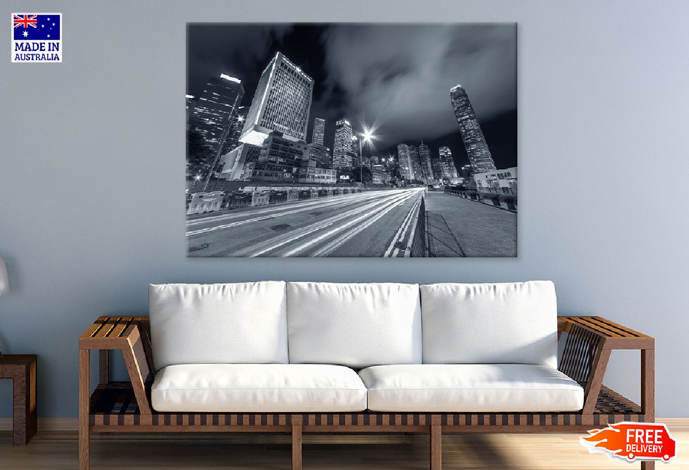 Hong Kong City Traffic B&W View Photograph Print 100% Australian Made