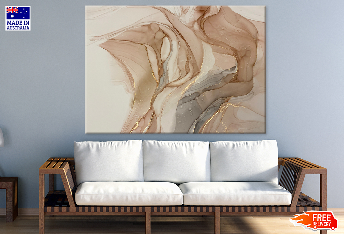 Brown Gray & Gold Abstract Design Print 100% Australian Made