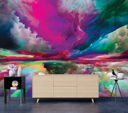 Wallpaper Murals Peel and Stick Removable Colorful Smoke Cloud Design High Quality