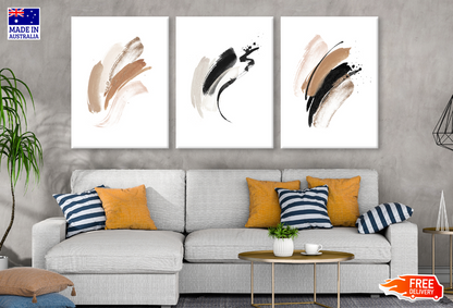 3 Set of Brush Painting Design High Quality print 100% Australian made wall Canvas ready to hang