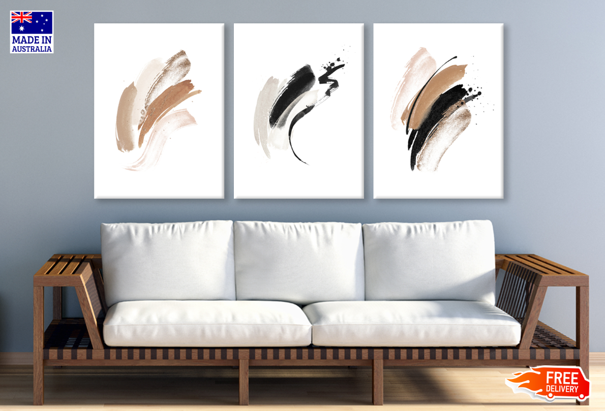 3 Set of Brush Painting Design High Quality print 100% Australian made wall Canvas ready to hang