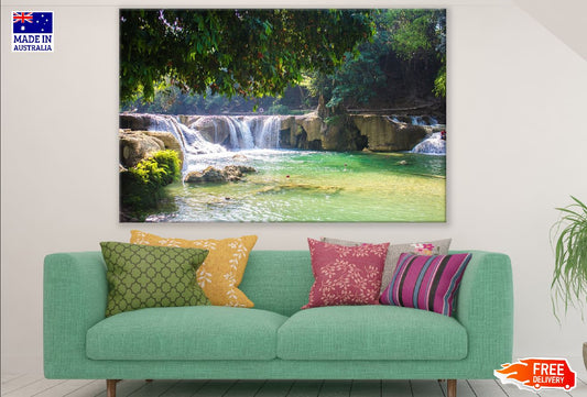 Waterfall on Rock & Trees View Photograph Print 100% Australian Made
