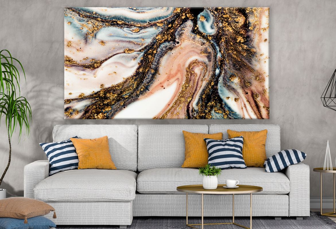 Stunning Golden Abstract Painting Print 100% Australian Made