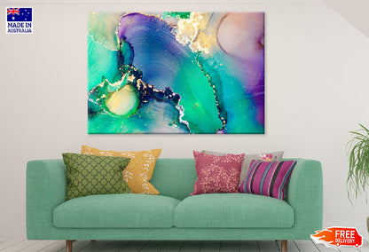 Purple Blue & Green Gold Abstract Design Print 100% Australian Made