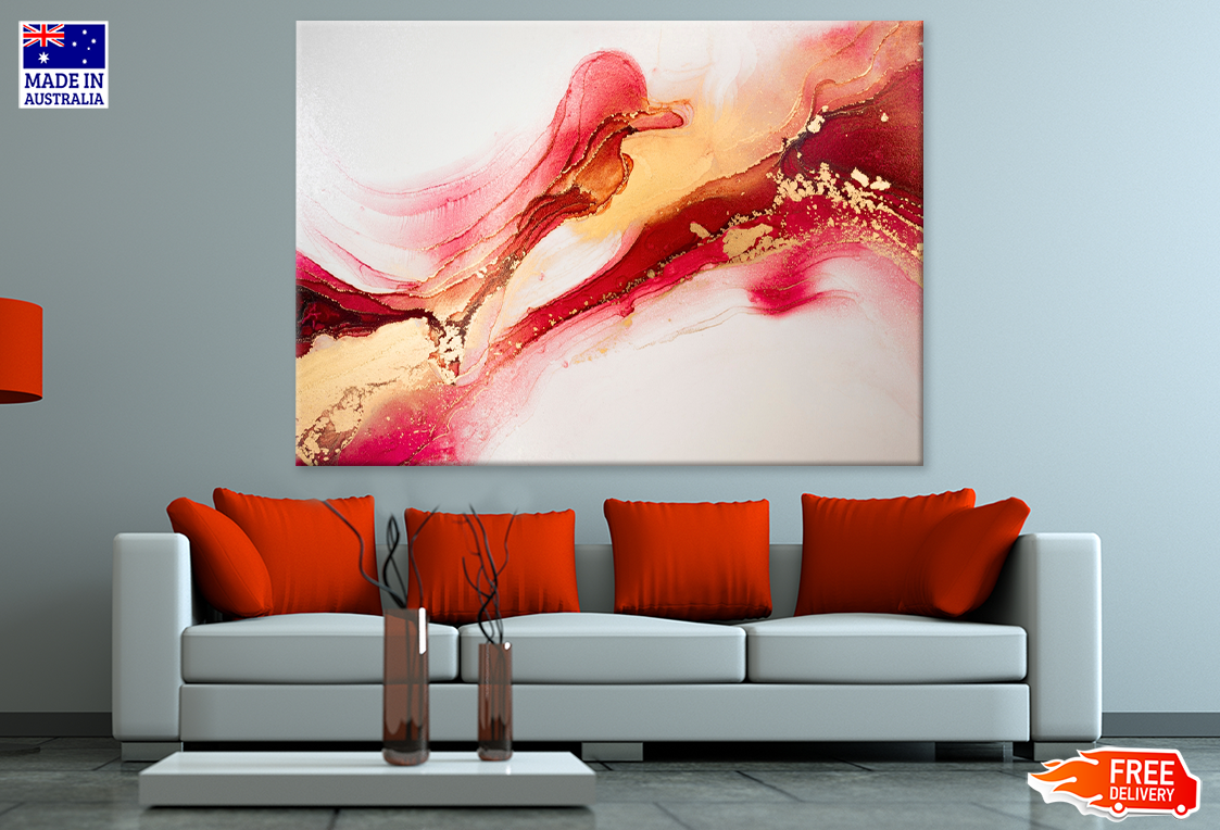 Red Pink Yellow & Gold Abstract Design Print 100% Australian Made
