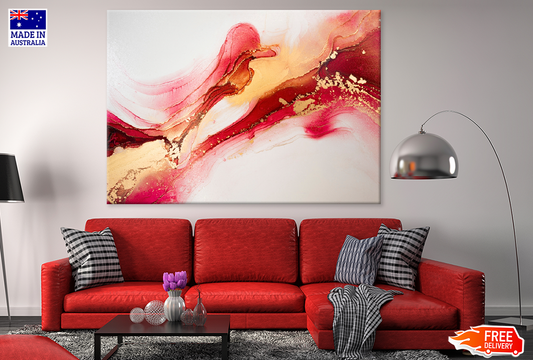 Red Pink Yellow & Gold Abstract Design Print 100% Australian Made