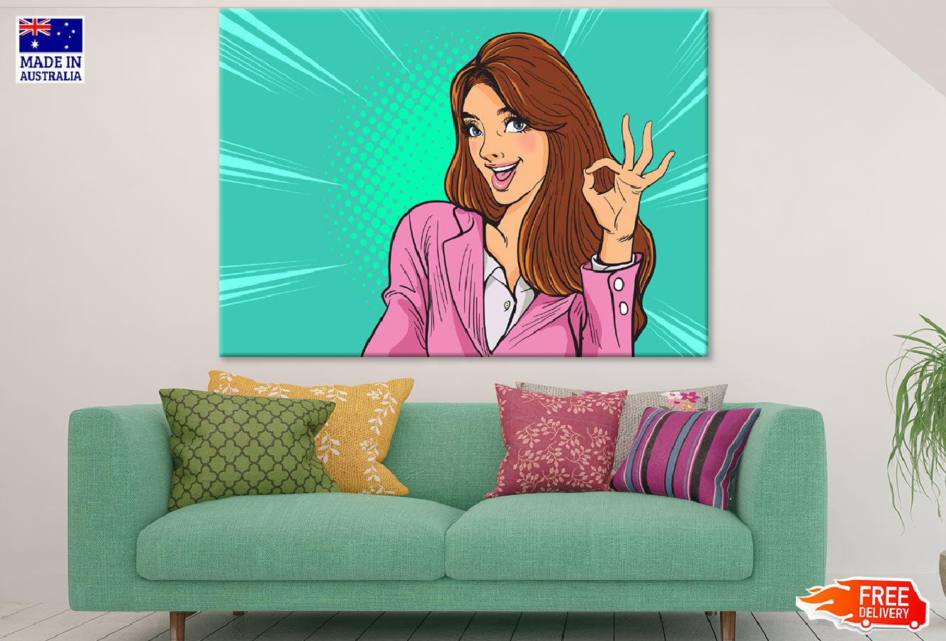 Girl with Hand Gesture Illustration Print 100% Australian Made