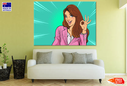 Girl with Hand Gesture Illustration Print 100% Australian Made