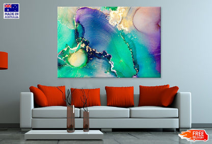 Purple Blue & Green Gold Abstract Design Print 100% Australian Made