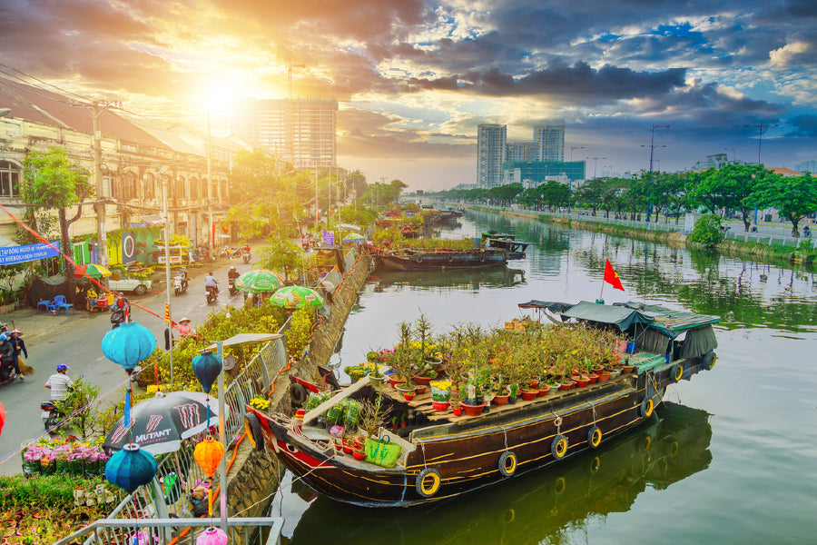 Boat on Canal Ho Chi Minh City Photograph Print 100% Australian Made