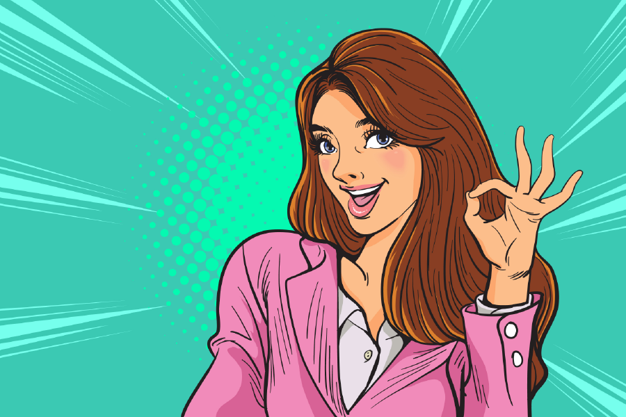 Girl with Hand Gesture Illustration Print 100% Australian Made