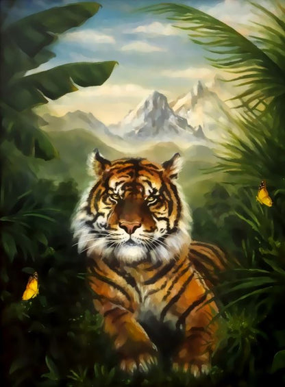 Tiger in Forest Oil Painting Home Decor Premium Quality Poster Print Choose Your Sizes