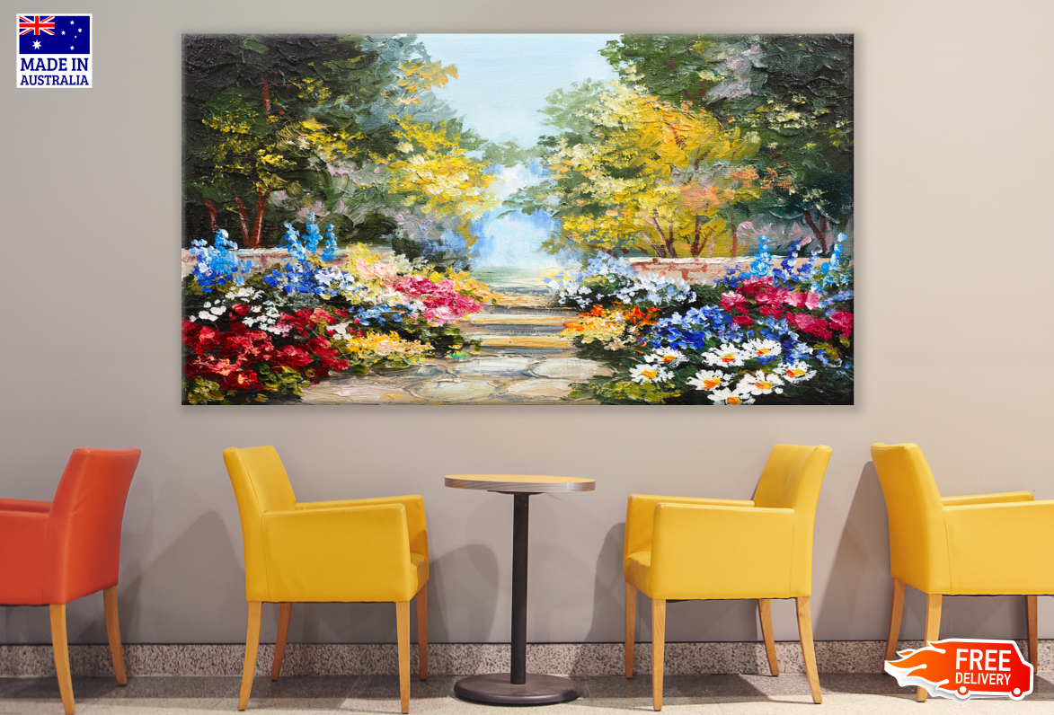 Colourful Floral Garden Painting Print 100% Australian Made