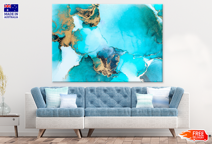 Blue White & Gold Abstract Print 100% Australian Made