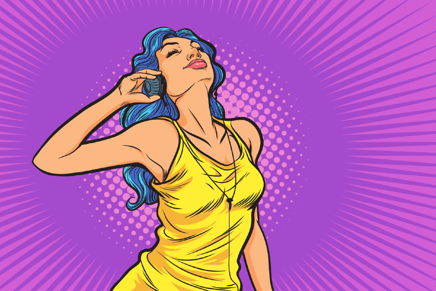 Girl with Headphone Illustration Print 100% Australian Made