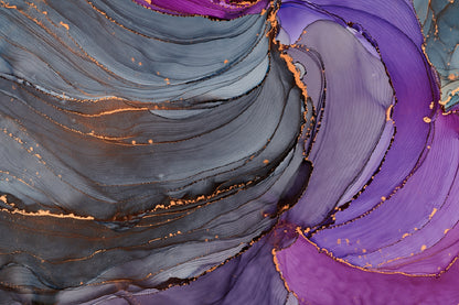 Black Purple & Gold Abstract Design Print 100% Australian Made