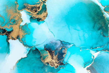 Blue White & Gold Abstract Print 100% Australian Made