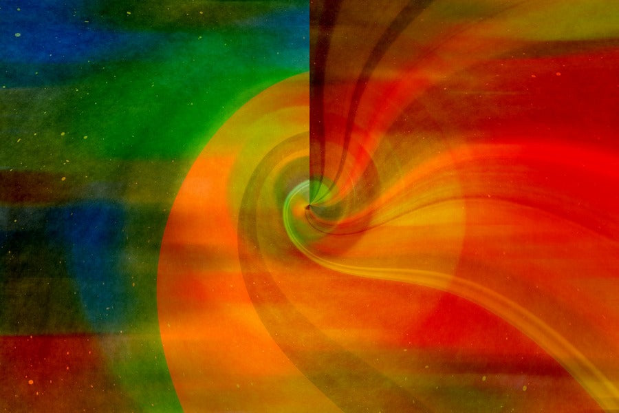 Red Orange & Green Abstract Design Print 100% Australian Made