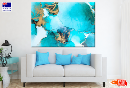 Blue White & Gold Abstract Print 100% Australian Made