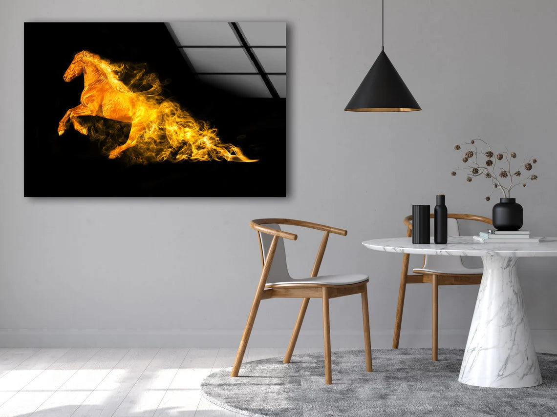 Fire Horse Abstract Design Acrylic Glass Print Tempered Glass Wall Art 100% Made in Australia Ready to Hang