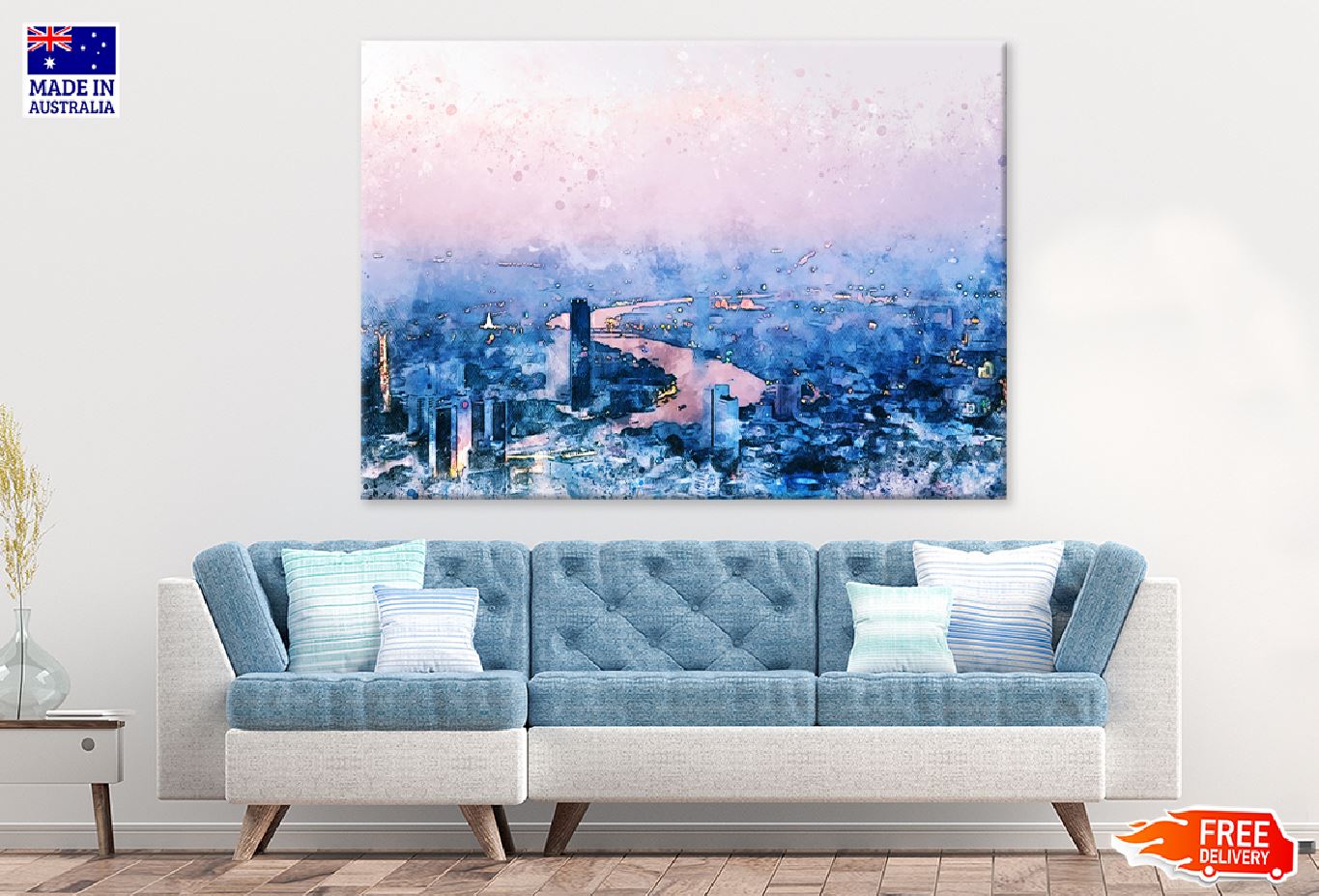 Abstract City Watercolor Painitng Print 100% Australian Made