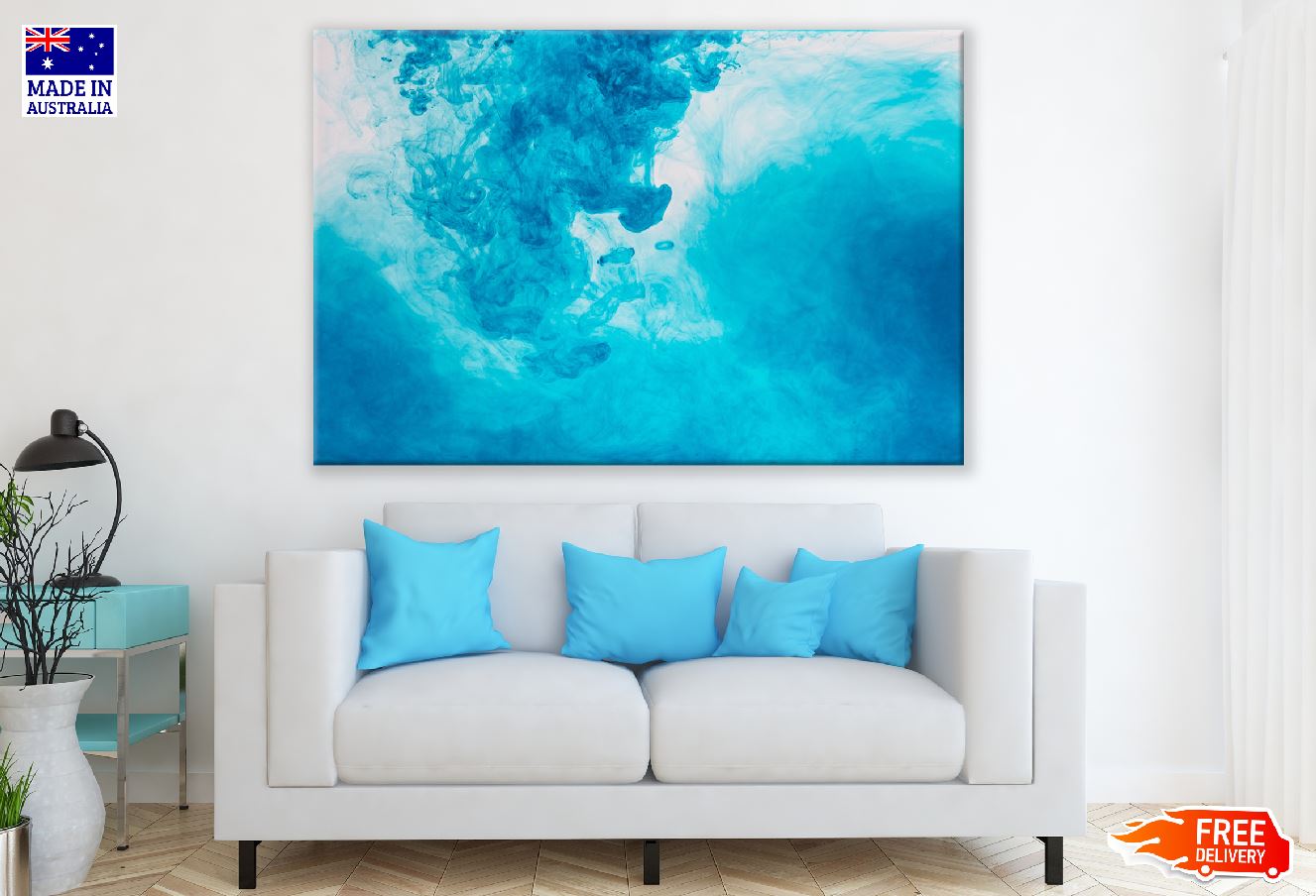 Blue Smoke Abstract Design Print 100% Australian Made