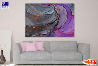 Black Purple & Gold Abstract Design Print 100% Australian Made