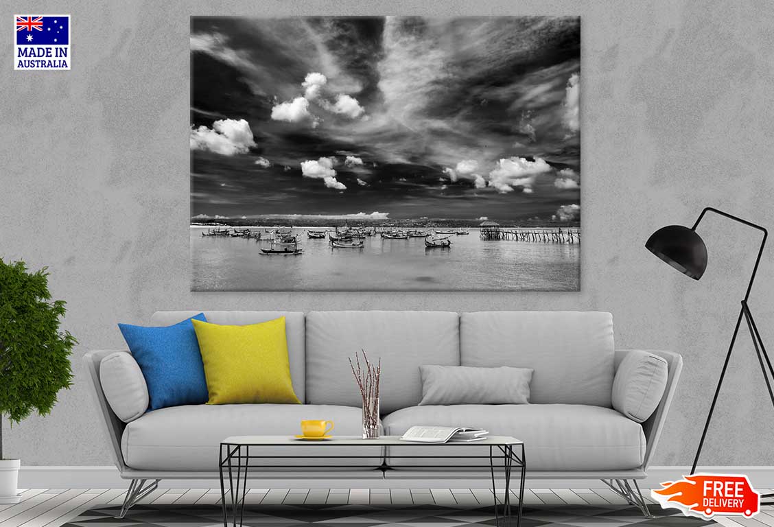 Benoa Harbour B&W Photograph Print 100% Australian Made