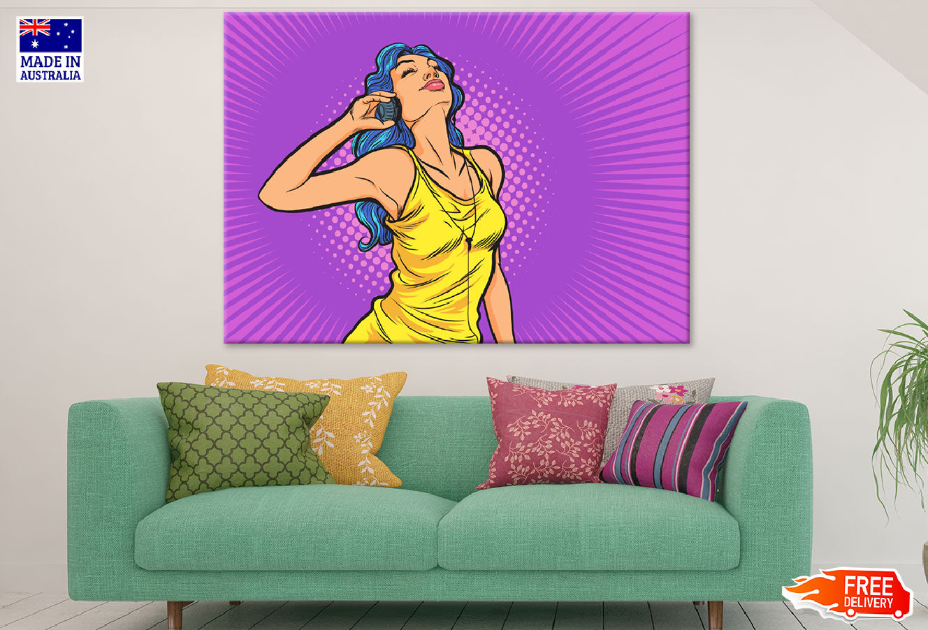 Girl with Headphone Illustration Print 100% Australian Made