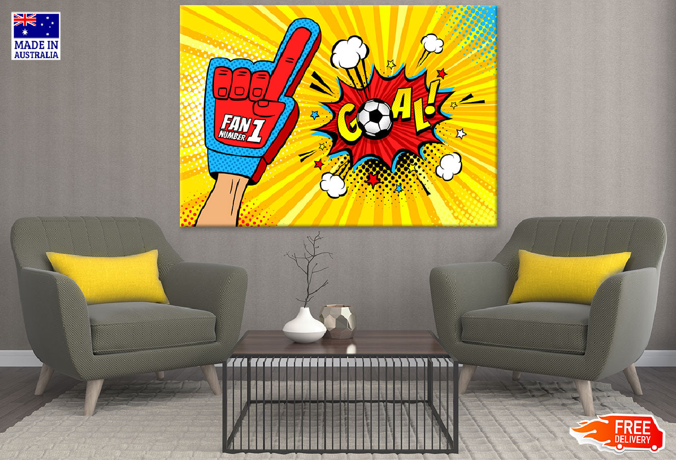 Goal Quote & Fan Foam Finger Illustration Print 100% Australian Made