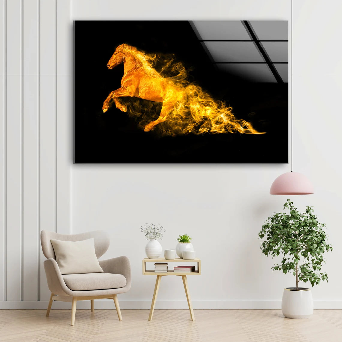 Fire Horse Abstract Design Acrylic Glass Print Tempered Glass Wall Art 100% Made in Australia Ready to Hang