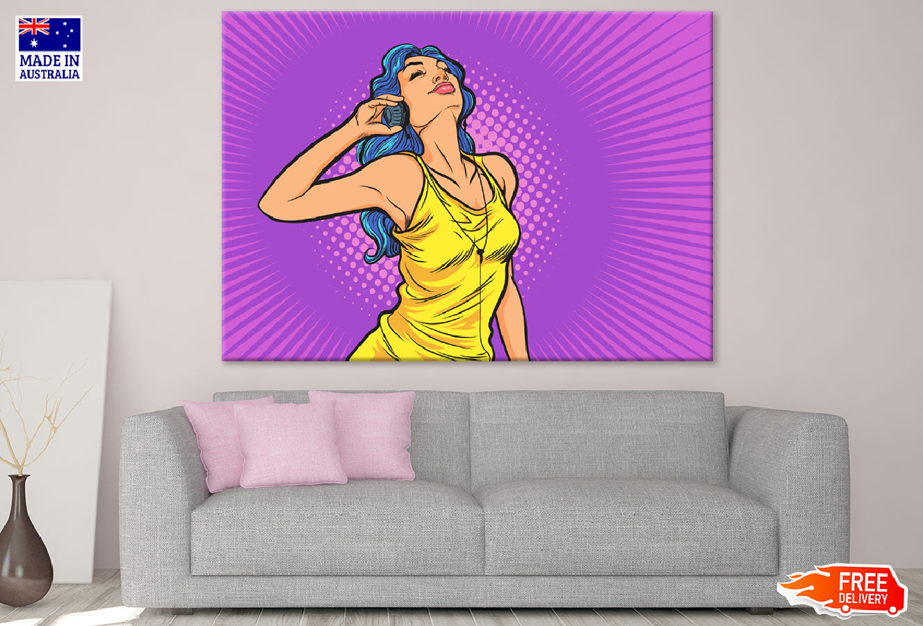 Girl with Headphone Illustration Print 100% Australian Made
