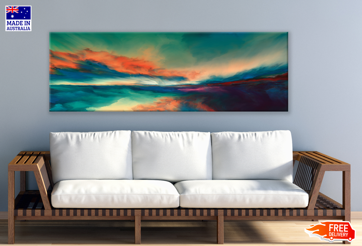 Panoramic Canvas Colourful Abstract Design High Quality 100% Australian made wall Canvas Print ready to hang