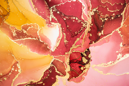 Pink Yellow & Gold Abstract Design Print 100% Australian Made