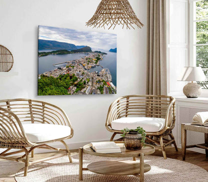 Bella Home Aksla City Alesund Norway Aerial Print Canvas Ready to hang