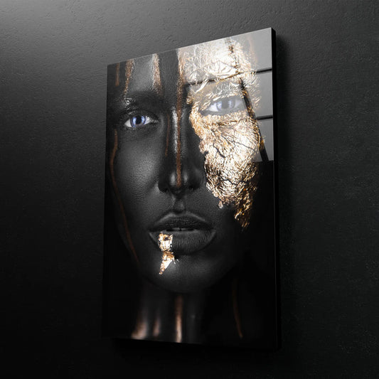 Girl with Black & Gold Makeup Portrait Photograph Acrylic Glass Print Tempered Glass Wall Art 100% Made in Australia Ready to Hang