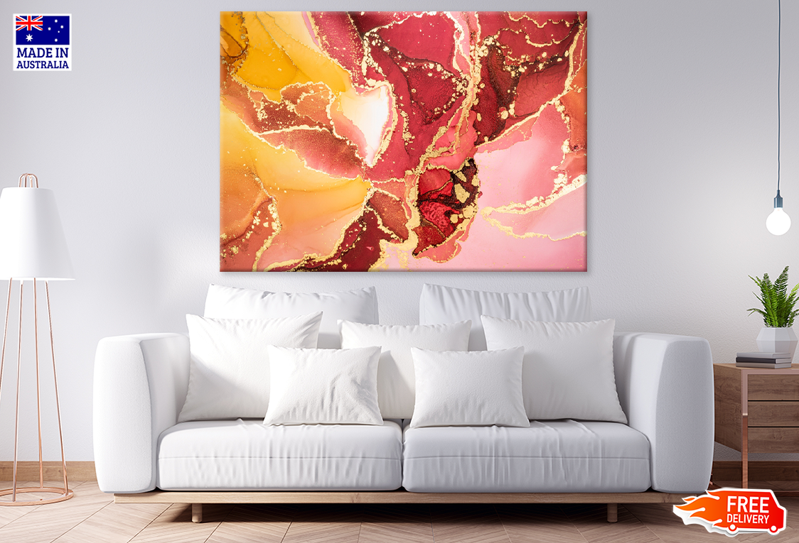 Pink Yellow & Gold Abstract Design Print 100% Australian Made