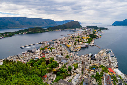 Bella Home Aksla City Alesund Norway Aerial Print Canvas Ready to hang
