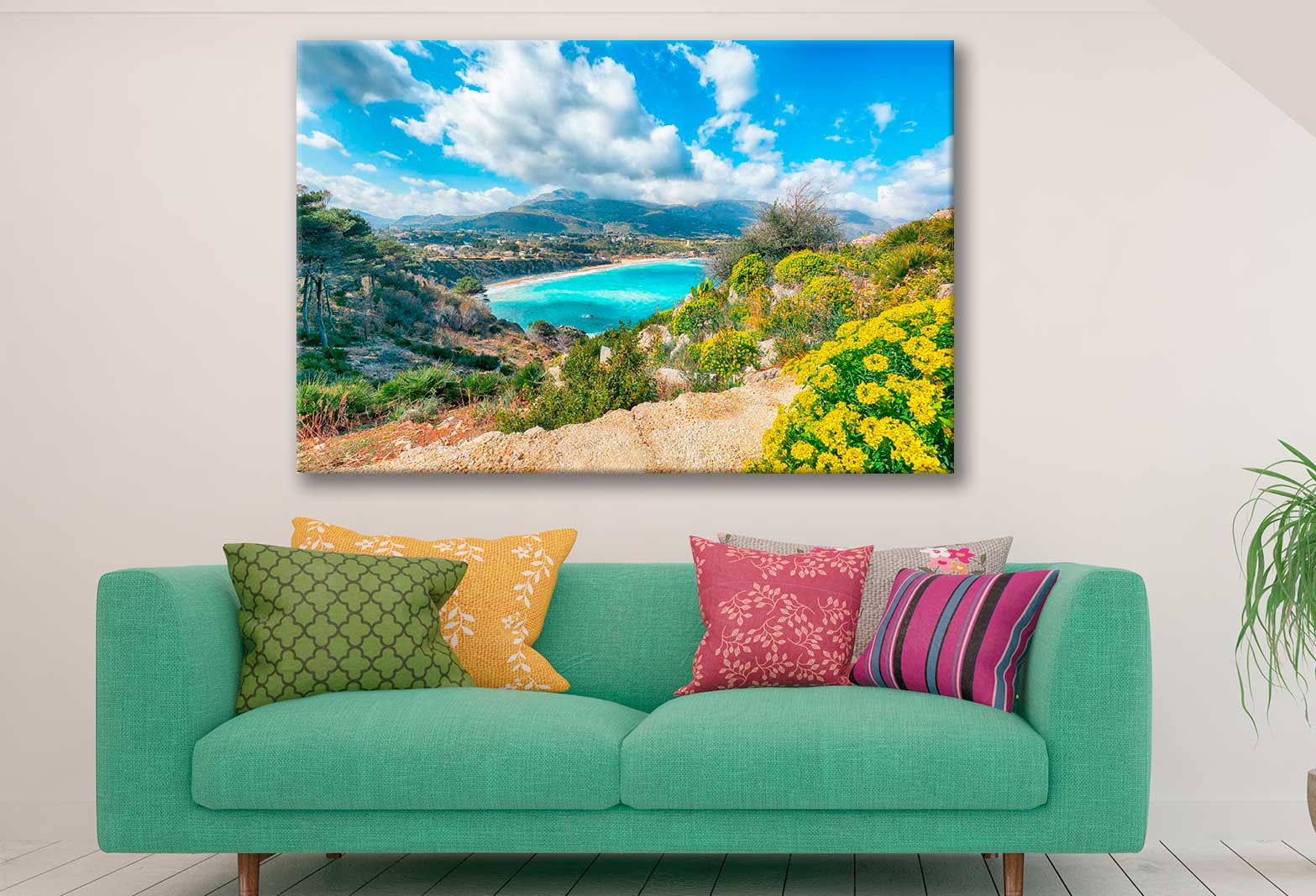 Bella Home Fabulous Seascape of Guidaloca Beach Print Canvas Ready to hang