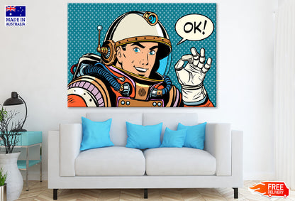 Astronaut Showing Ok Illustration Print 100% Australian Made